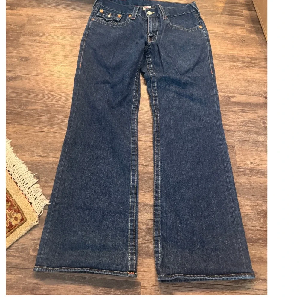 True Religion Billy Bootcut Jeans Mens 34x33 Dark Wash Blue Denim
